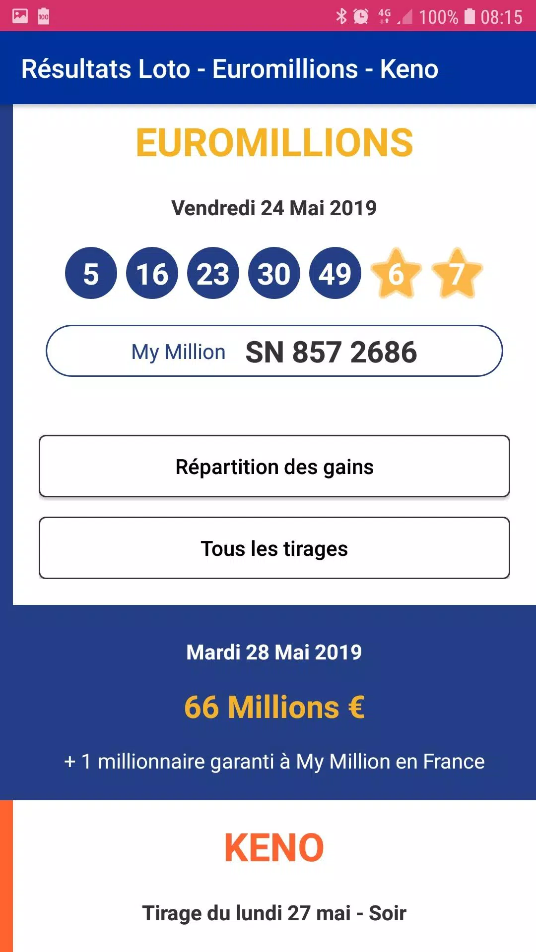 Résultat Loto Gains Résultats Loto - Euromillions - Keno APK untuk Unduhan Android
