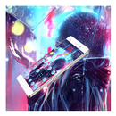 Lovely Girl Rainy Night Theme APK
