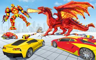 Flying Dragon Robot Car Games Affiche