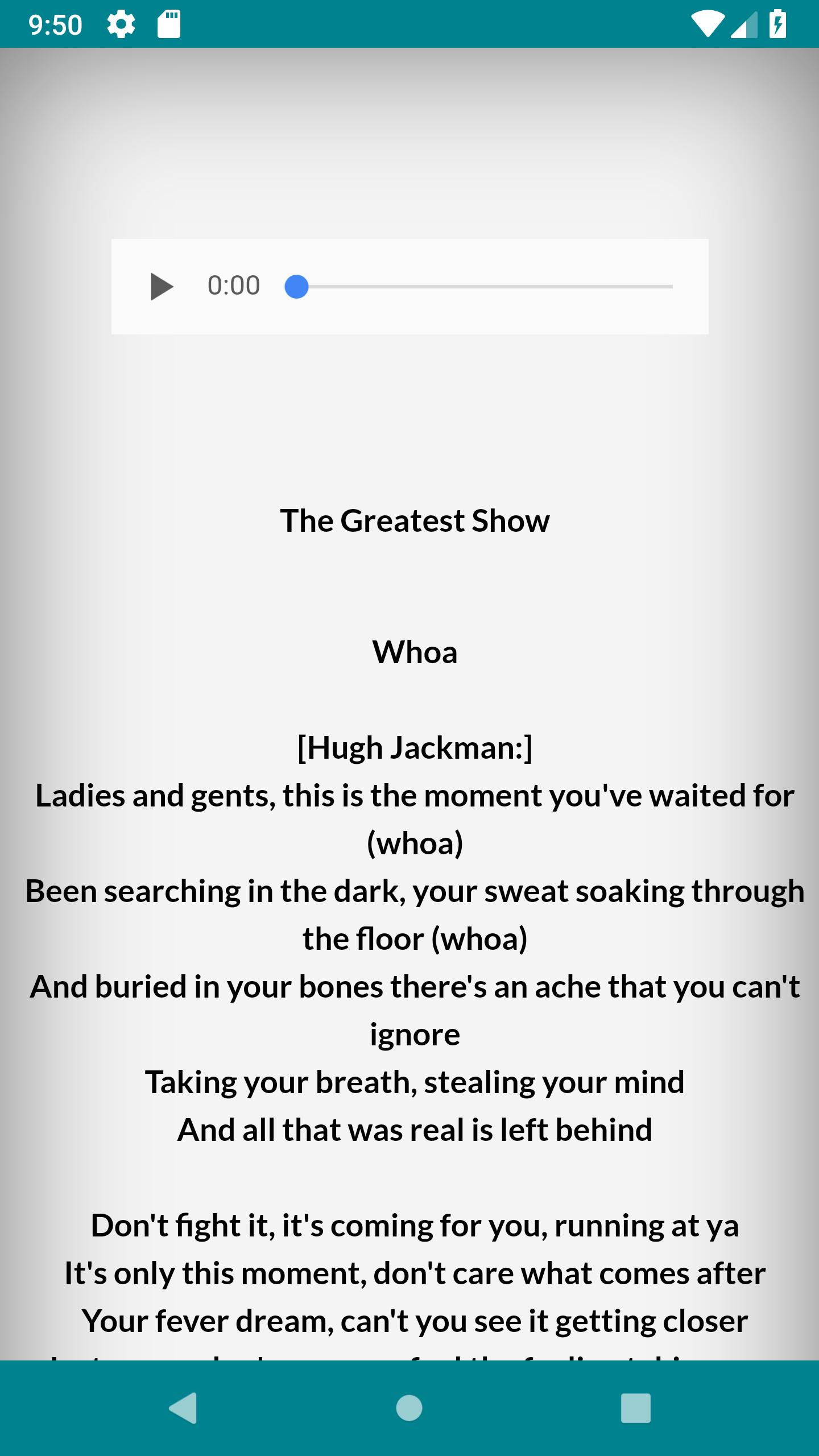 Descarga de APK de El gran showman canciones y letras para Android