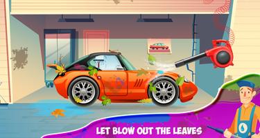 Kids sports car wash - car washing garages game पोस्टर