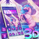 3D Purple Dream Unicorn Glass Tech Theme APK