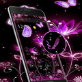 Purple Bright Flowers Butterfly Theme