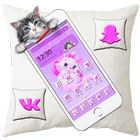 Purpurowy Cute Cat Theme ikona