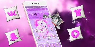 Purple Cute Cat Theme syot layar 3