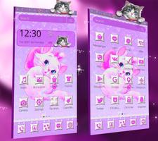 Purple Cute Cat Theme syot layar 2