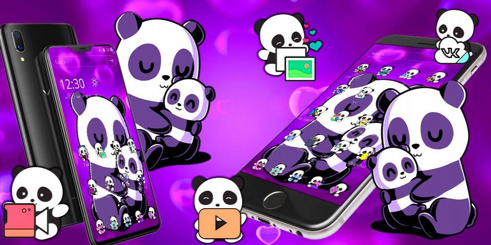 Purple Cute Panda Theme For Android Apk Download - cute roblox wallpapers 2020 broken panda
