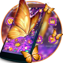 Purple Golden Star Butterfly Theme APK