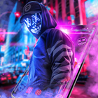 Purple Neon Mask Man Theme آئیکن