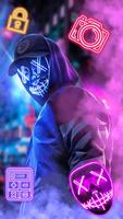 Purple Neon Mask Man Theme पोस्टर