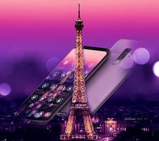 Purple Night Beautiful Eiffel Theme poster
