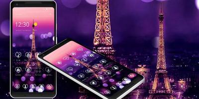 Purple Night Beautiful Eiffel Theme screenshot 3