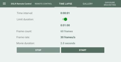 برنامه‌نما DSLR Camera Remote Controller عکس از صفحه