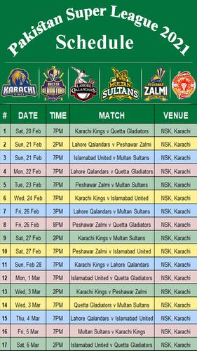 Psl 2022 Schedule Psl Schedule 2021 For Android - Apk Download