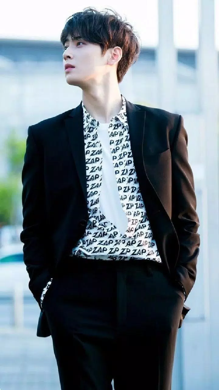Download Cha Eunwoo In Black Suit Wallpaper
