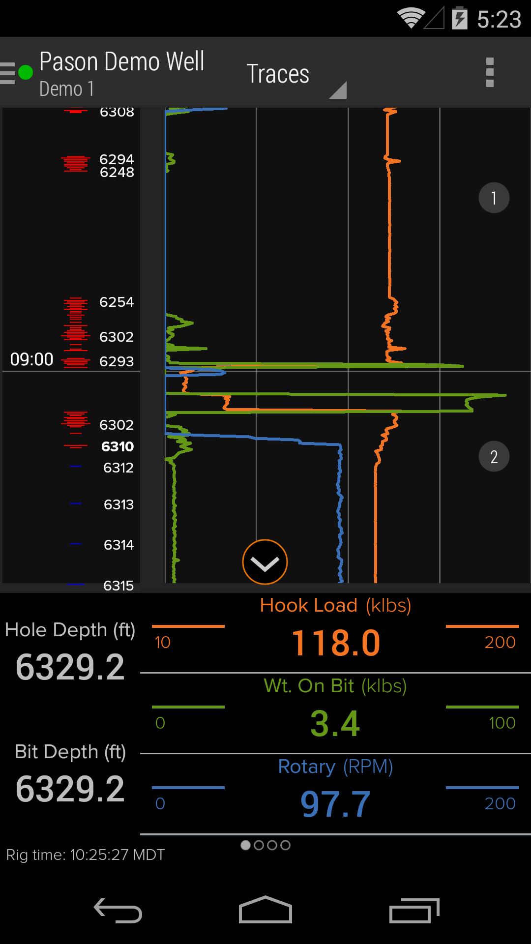 Demo tracks. Pason Electronic drilling Recorder.