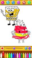 Sponge Coloring Patrik Cartoon الملصق