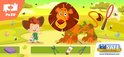 Jungle animal kids care games Affiche