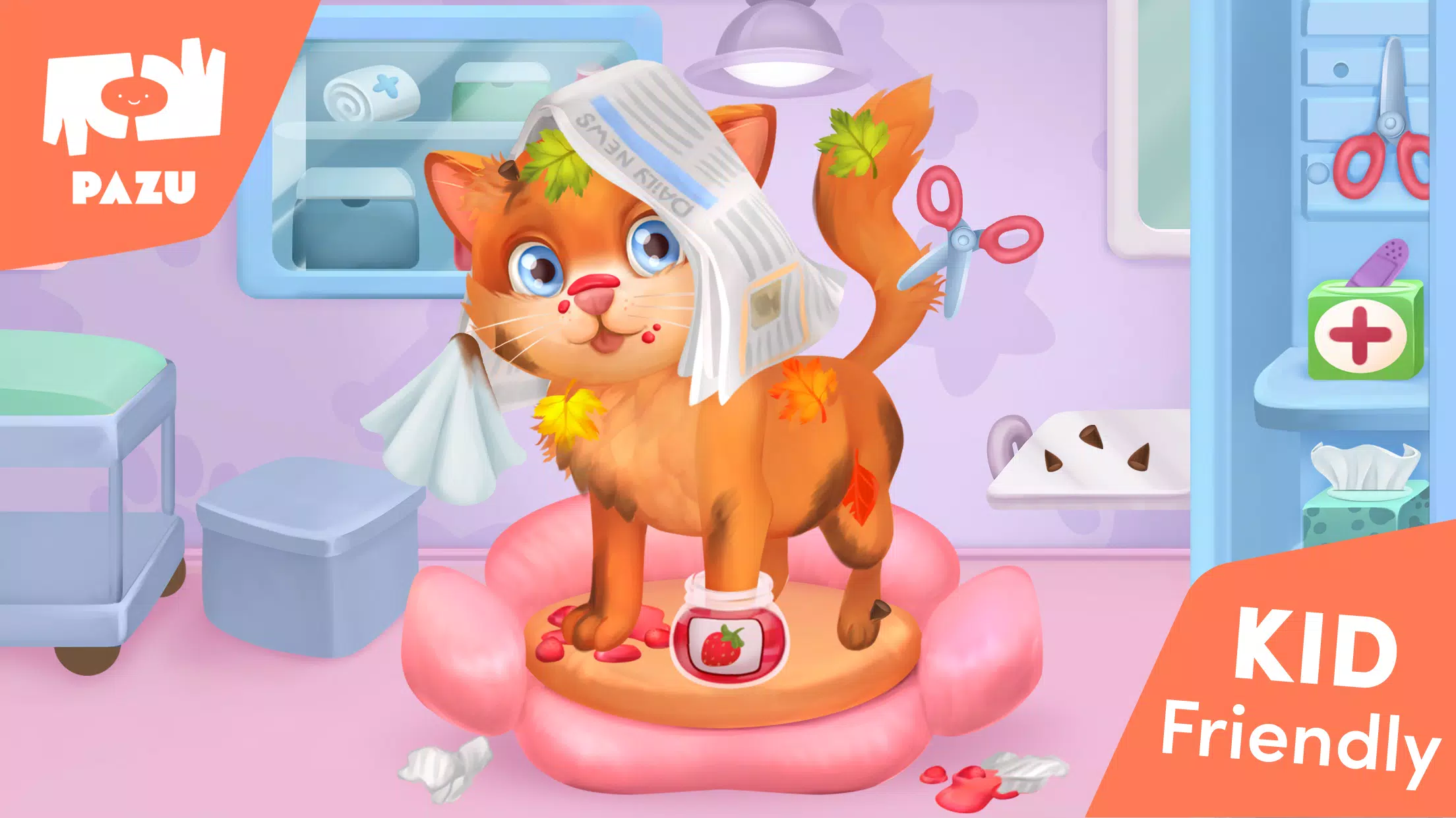 Cat Care Game Online free for Kids,Girls,cute kitty virtual pet games for mobile Android Phone,tablet play