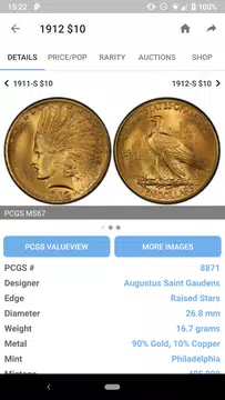 Screenshot 1 for PCGS CoinFacts - U.S. Coin Val