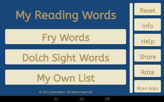my reading words poster