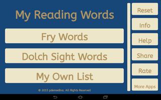 my reading words Affiche