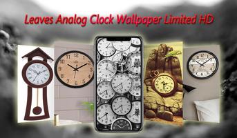 Leaves Analog Clock Wallpaper HD Affiche