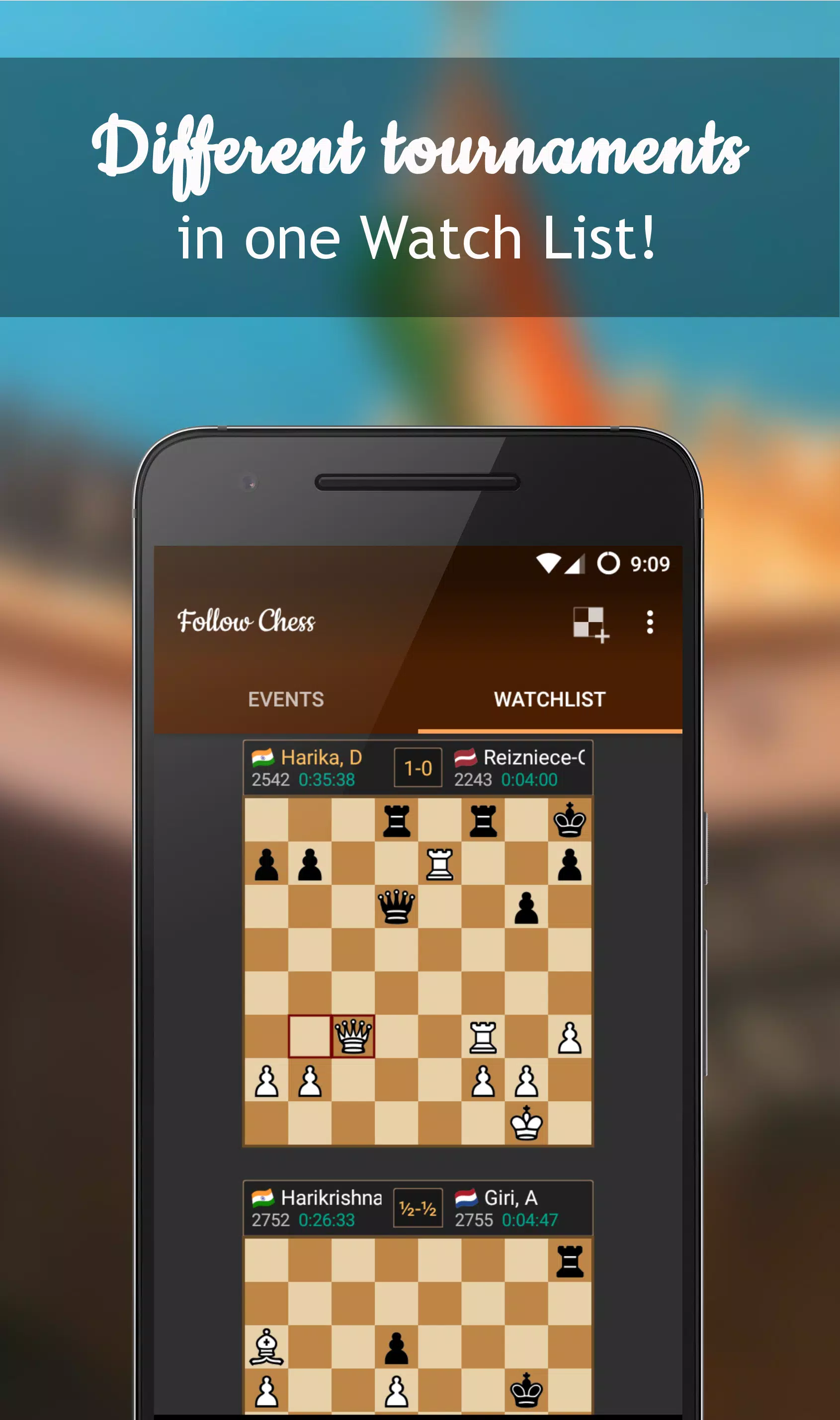 Follow Chess Android - Quick and easy access to Standings and All Games 