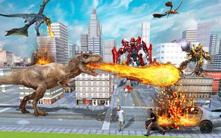 power Robot vs Dinosaur war 3D poster