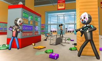 سوبرمان stickman السطو: fps اطلاق النا الملصق