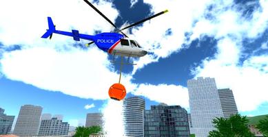 Police Helicopter City Flying Affiche