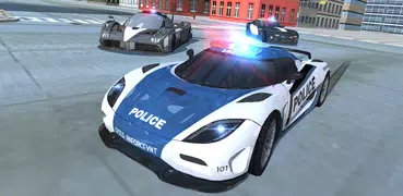 Policial de carro de polícia