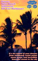 Tropical Sunset Palm Beach Silhouette Cartaz