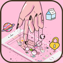 Pink Cartoon Finger Planets Theme🌠-APK