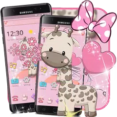 Pink Cute Cartoon Giraffe Theme APK Herunterladen
