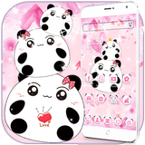 Pink Cute Cartoon Panda Love Theme icône