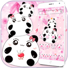 ikon Pink Cute Cartoon Panda Love Theme