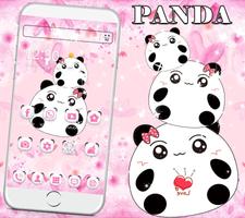 Pink Cute Cartoon Panda Love Theme Affiche