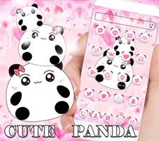 Pink Cute Cartoon Panda Love Theme ภาพหน้าจอ 1