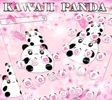 Pink Cute Cartoon Panda Love Theme capture d'écran 2
