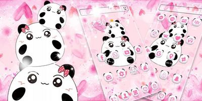 Pink Cute Cartoon Panda Love Theme Screenshot 3