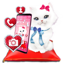 Pink cute white kitty theme APK