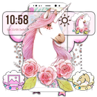 Pink Cute Lovely Unicorn Theme أيقونة