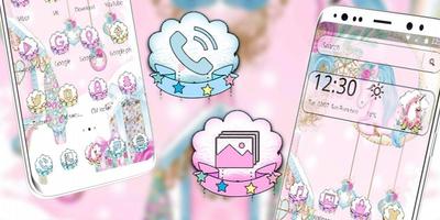 Pink Cute Lovely Unicorn Theme captura de pantalla 3