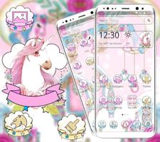 Pink Cute Lovely Unicorn Theme Affiche