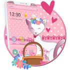 Różowy ładny kot temat ikona