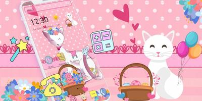 Pink Adorable Cat Theme ภาพหน้าจอ 3