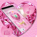 Pink Glitter Blue Diamond Heart Theme APK