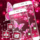 3D Pink Glitter Butterfly Gravity Theme APK