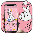 Pink Finger Heart Love Theme APK